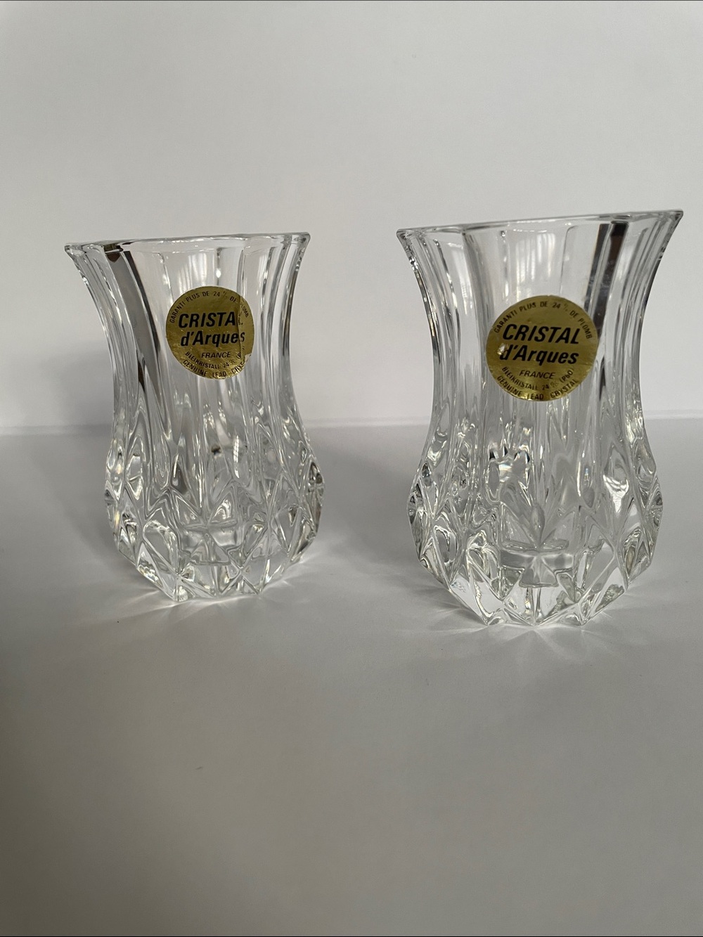 Vintage Cristal D'Arques French Bud Vases - Lead Crystal Pair